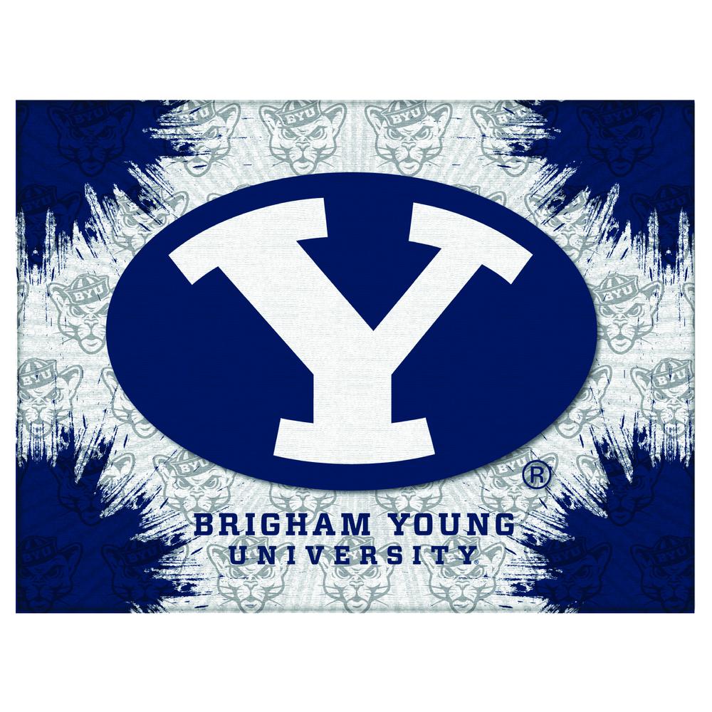 Brigham Young 24" x 32" Officially Licensed Logo Canvas. Picture 1