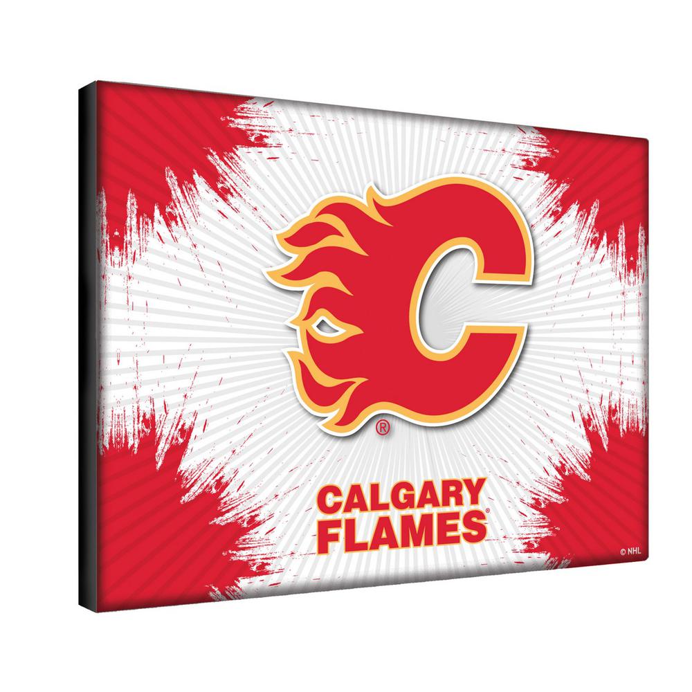 Calgary Flames 24" x 32" Officially Licensed Logo Canvas. Picture 2