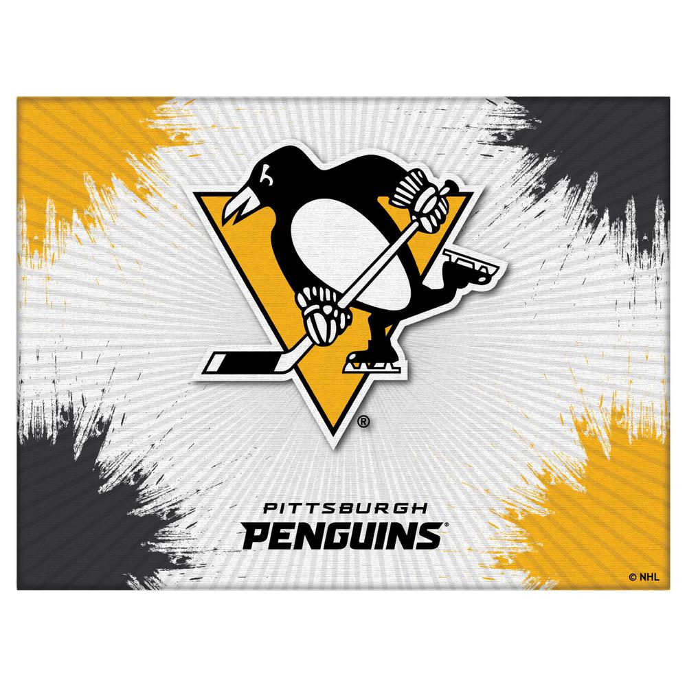 Pittsburgh Penguins 24" x 32" Officially Licensed Logo Canvas. Picture 1