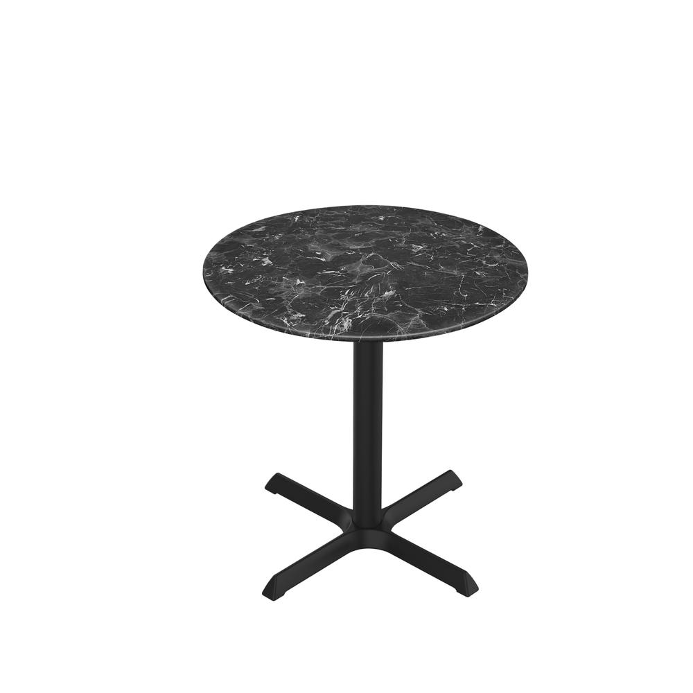 30" Tall OD211 Indoor/Outdoor All-Season Table with 36" Diameter Black Marble Top. Picture 1
