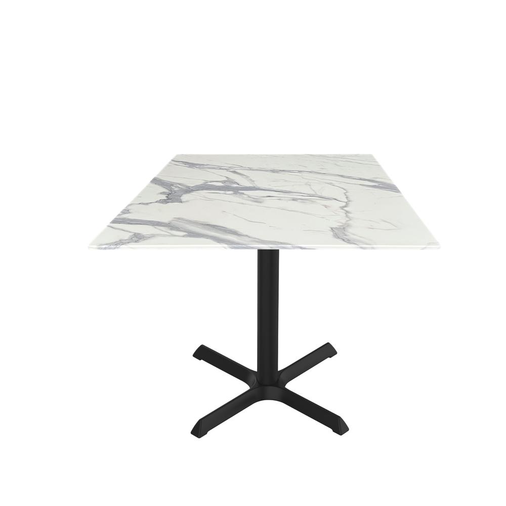 30" Tall OD211 Indoor/Outdoor All-Season Table with 36" x 36" Square White Marble Top. Picture 1