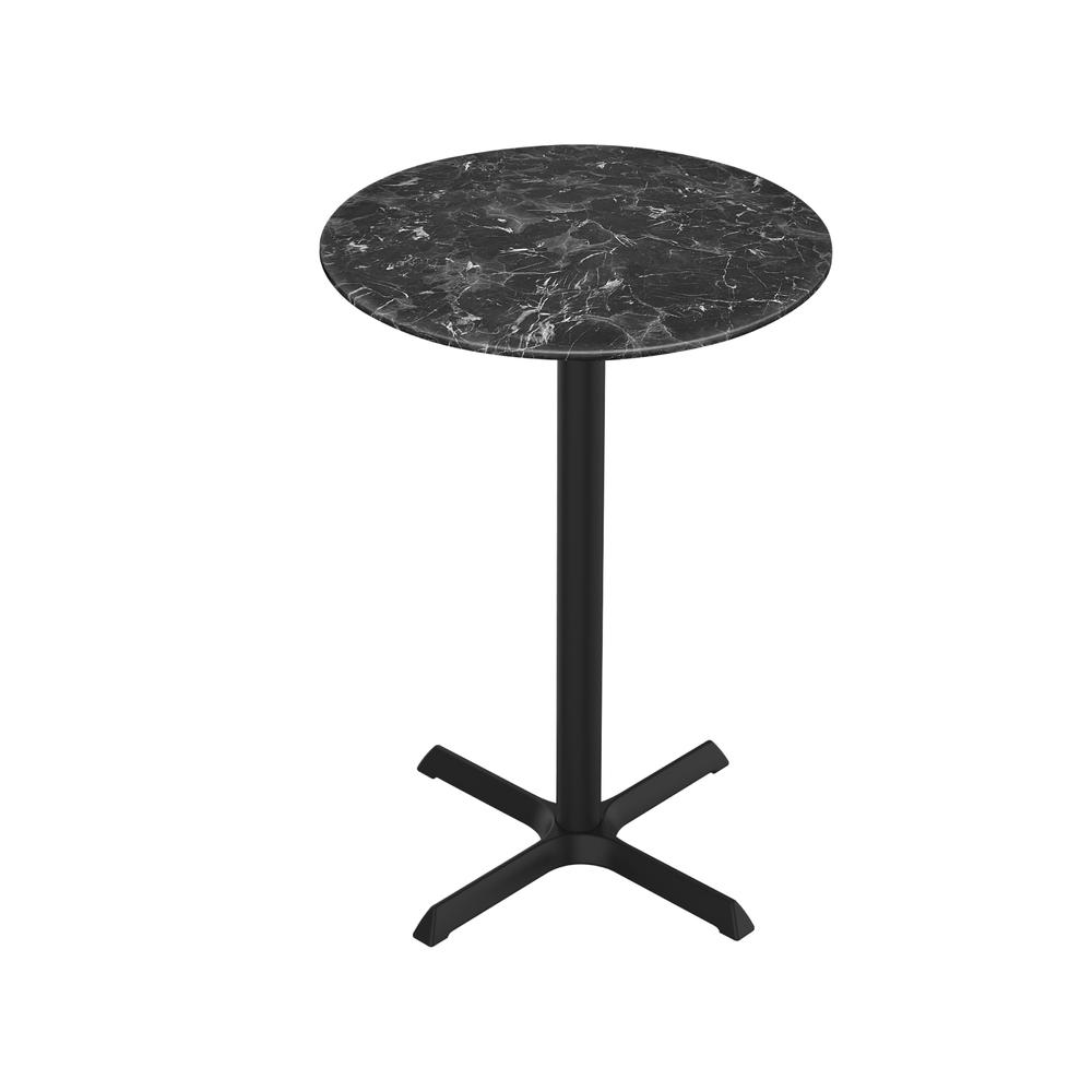 36" Tall OD211 Indoor/Outdoor All-Season Table with 36" Diameter Black Marble Top. Picture 1