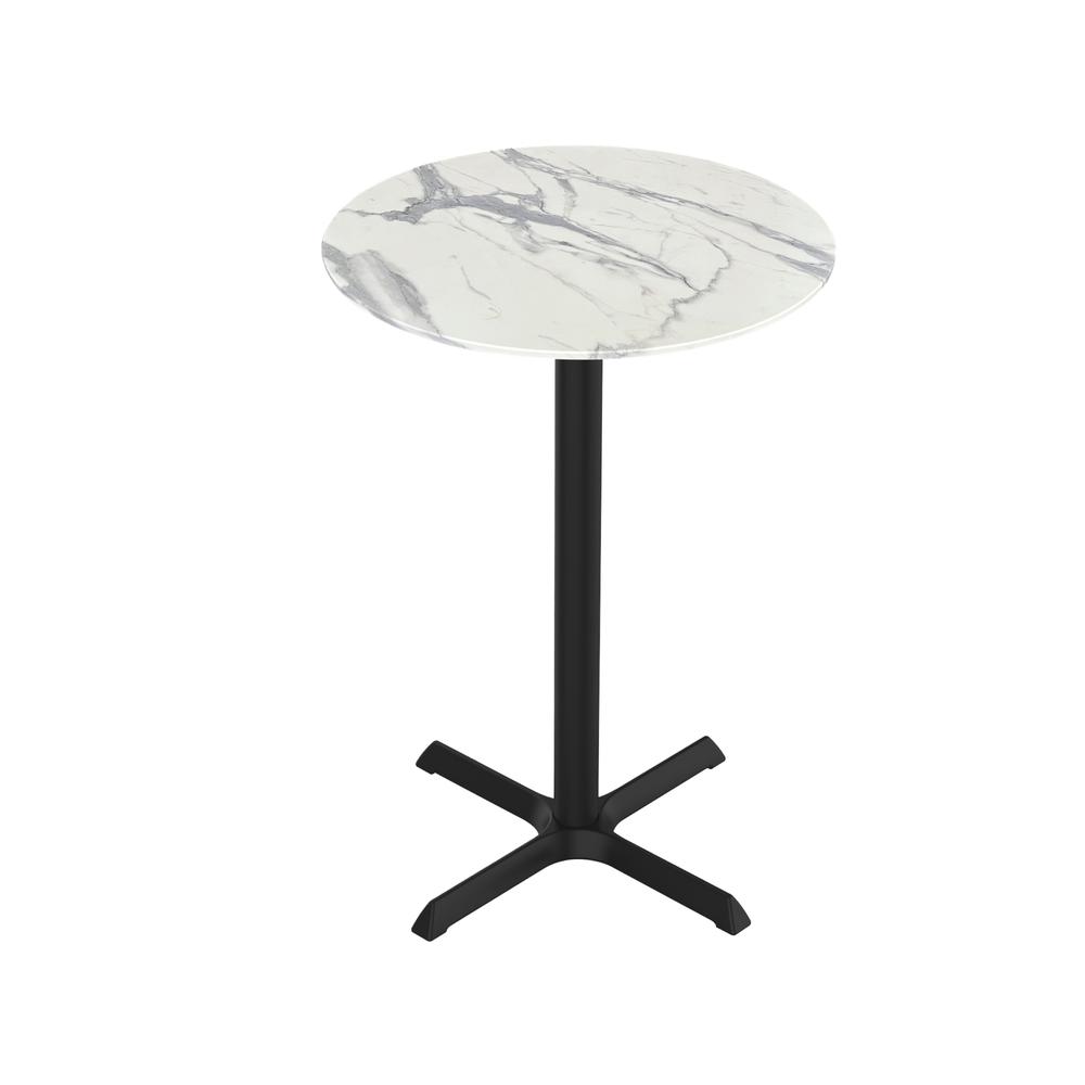 36" Tall OD211 Indoor/Outdoor All-Season Table with 36" Diameter White Marble Top. Picture 1
