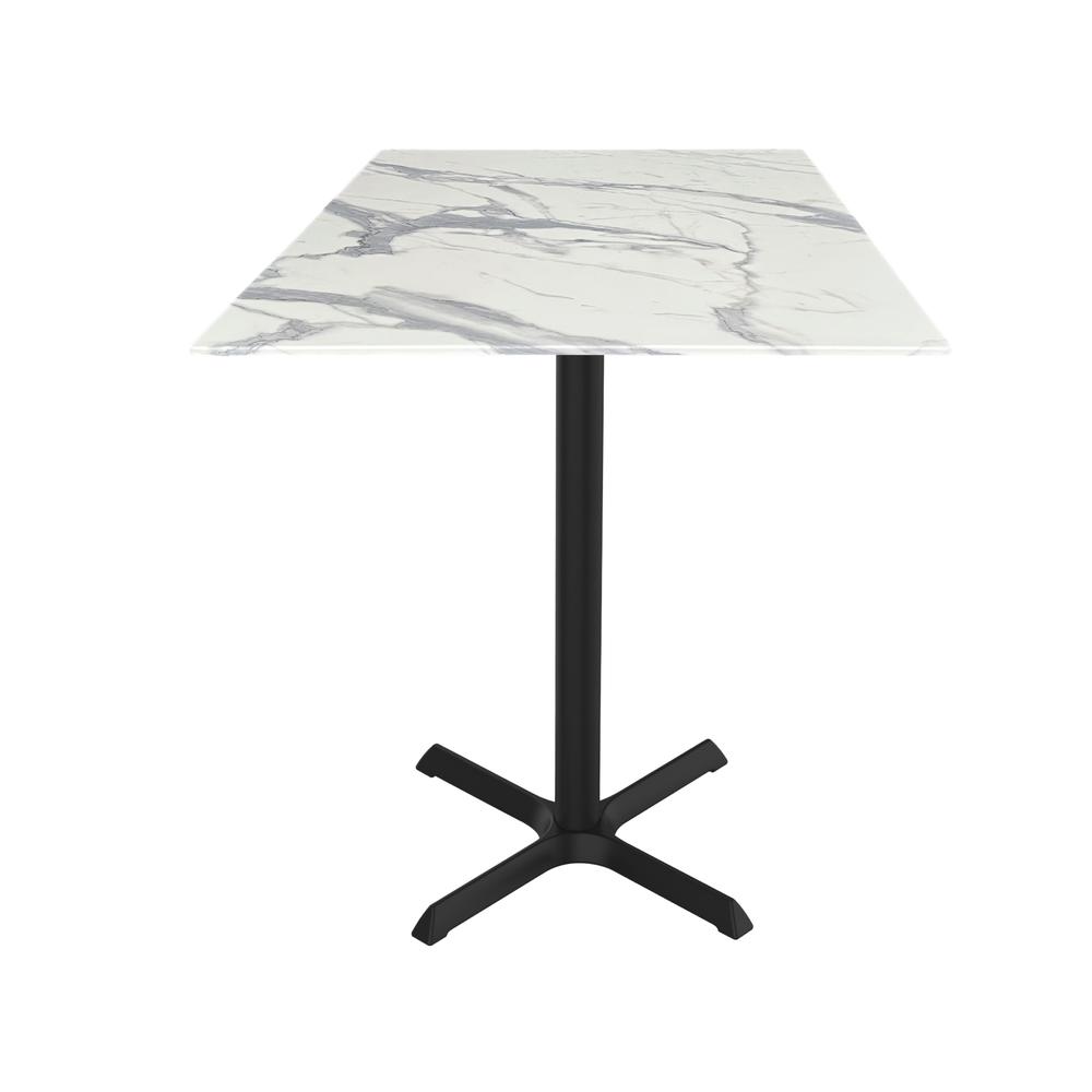 36" Tall OD211 Indoor/Outdoor All-Season Table with 36" x 36" Square White Marble Top. Picture 1