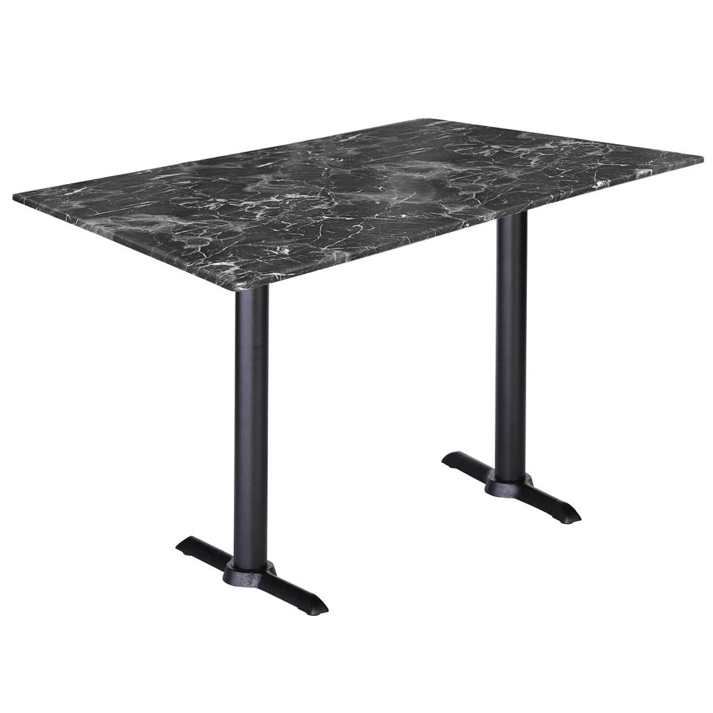 Two 42" Tall OD211EB Indoor/Outdoor All-Season Table Bases with a 30" x 48" Black Marble Top. Picture 1