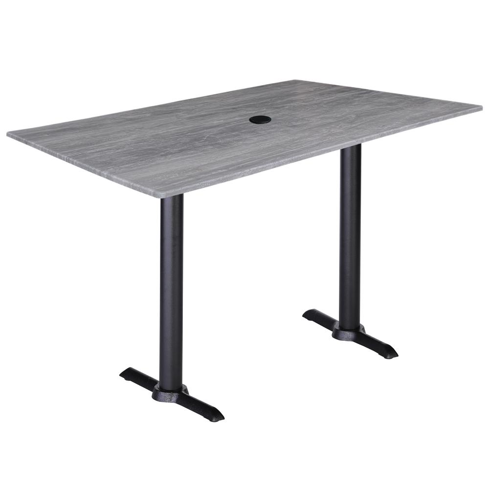 Two 42" Tall OD211EB Indoor/Outdoor All-Season Table Bases with a 30" x 48" Greystone Top with Umbrella Hole. Picture 1