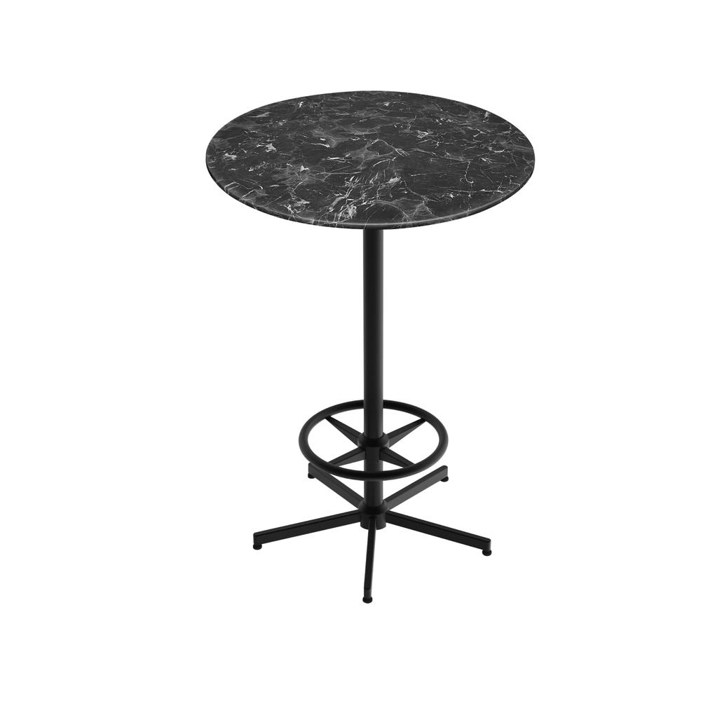 42" Tall OD216 Indoor/Outdoor All-Season Table with 36" Diameter Black Marble Top. Picture 1