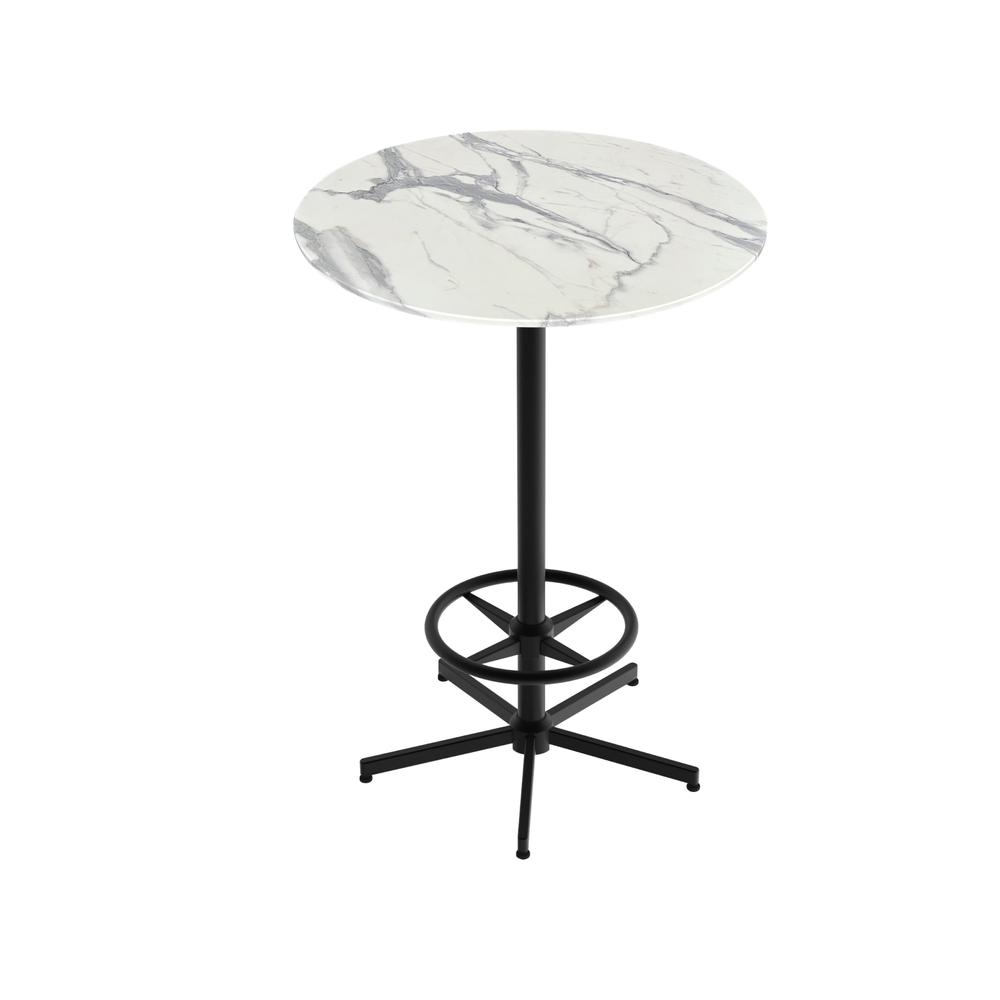 42" Tall OD216 Indoor/Outdoor All-Season Table with 36" Diameter White Marble Top. Picture 1