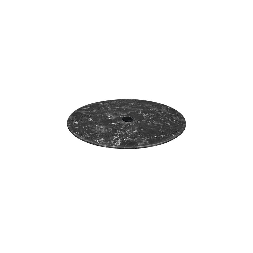 36" Diameter Black Marble, Indoor/Outdoor All-Season EuroSlim Table Top with Umbrella Hole. Picture 1