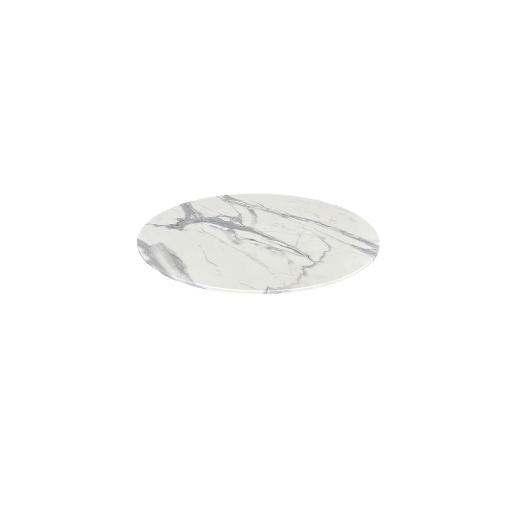 36" Diameter White Marble, Indoor/Outdoor All-Season EuroSlim Table Top. Picture 1