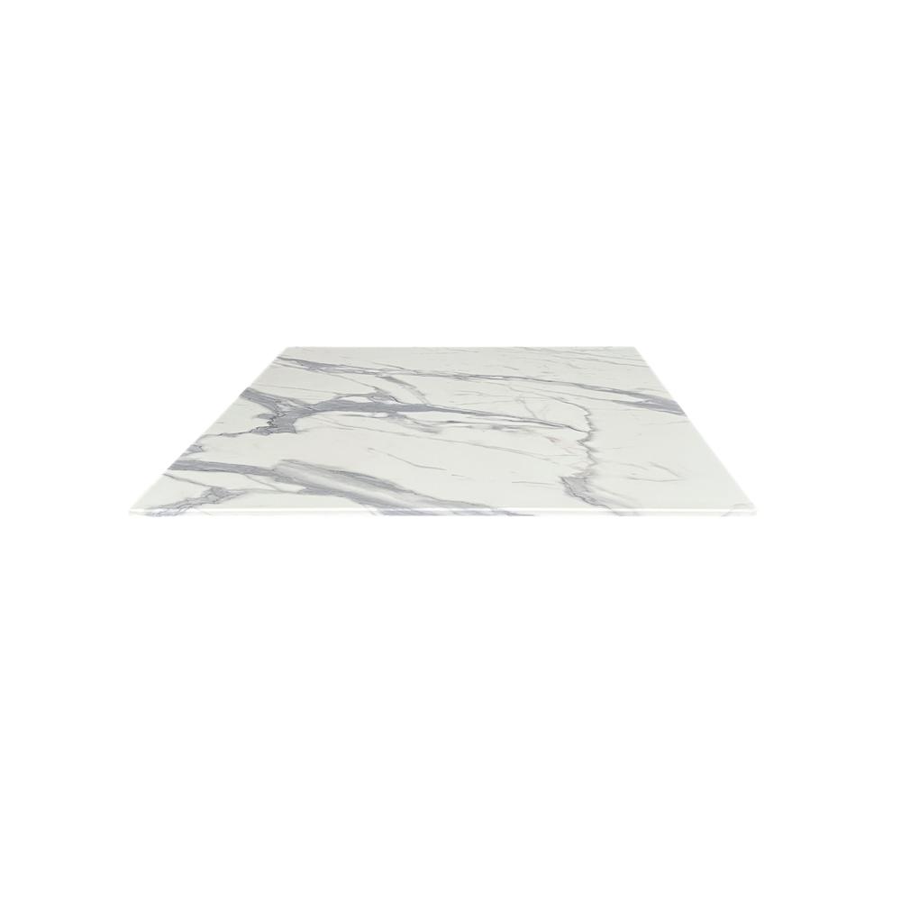 36" x 36" White Marble, Indoor/Outdoor All-Season EuroSlim Table Top. Picture 1