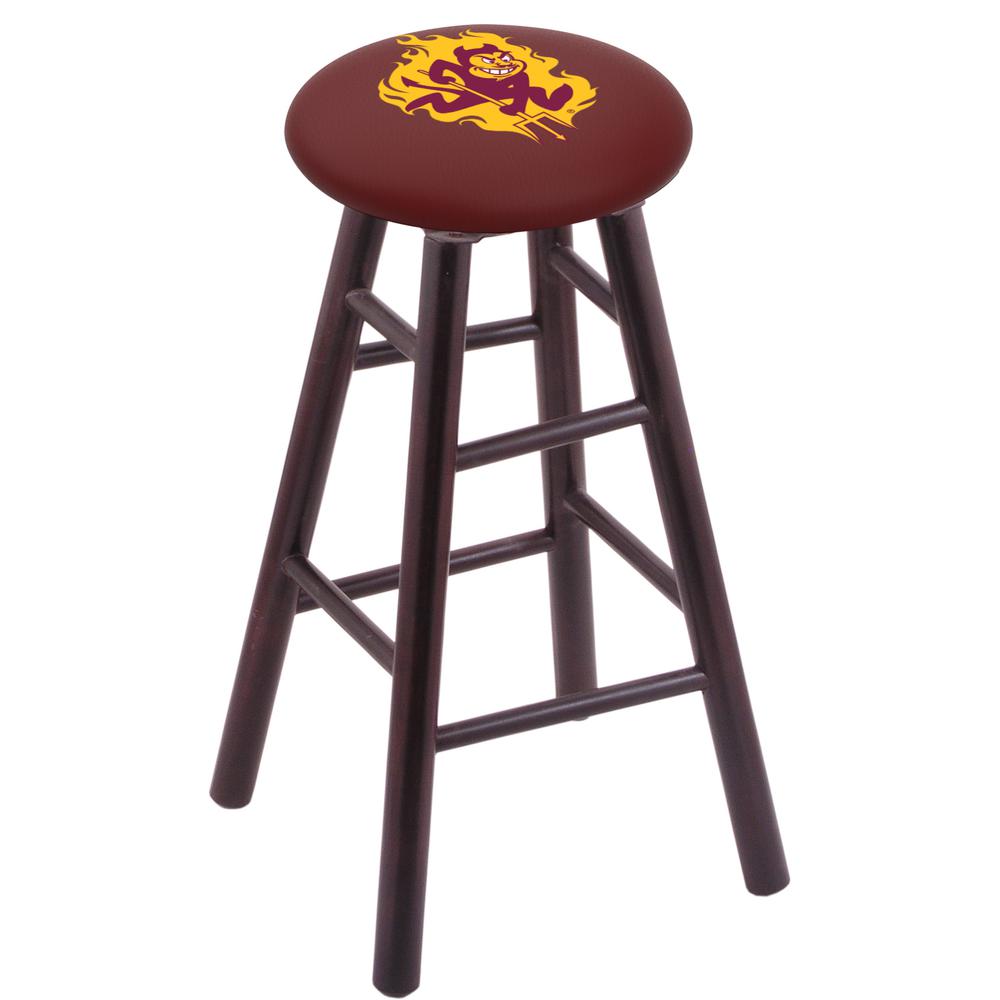 Maple Bar Stool in Dark Cherry Finish with Arizona State (Sparky) Seat. Picture 1