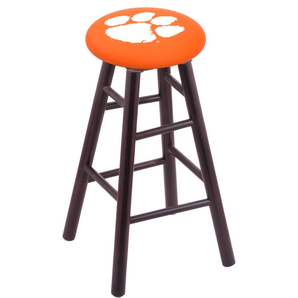 Maple Bar Stool in Dark Cherry Finish with Clemson Seat. Picture 1
