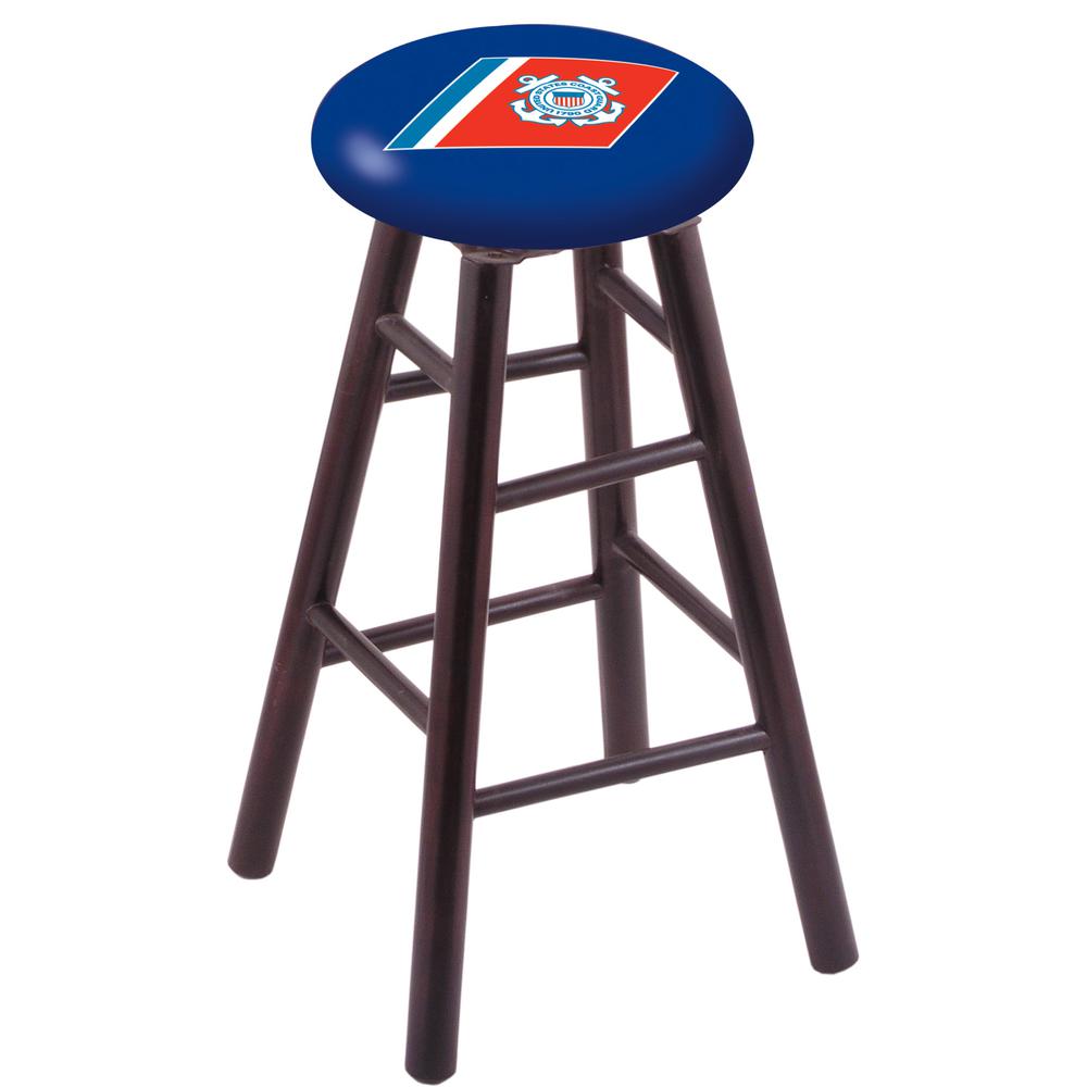 Maple Bar Stool in Dark Cherry Finish with U.S. Coast Guard Seat. Picture 1