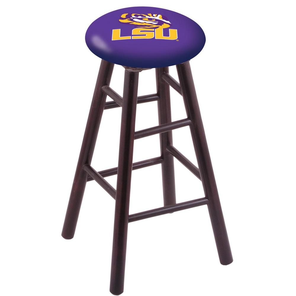Maple Bar Stool in Dark Cherry Finish with Louisiana State Seat. Picture 1