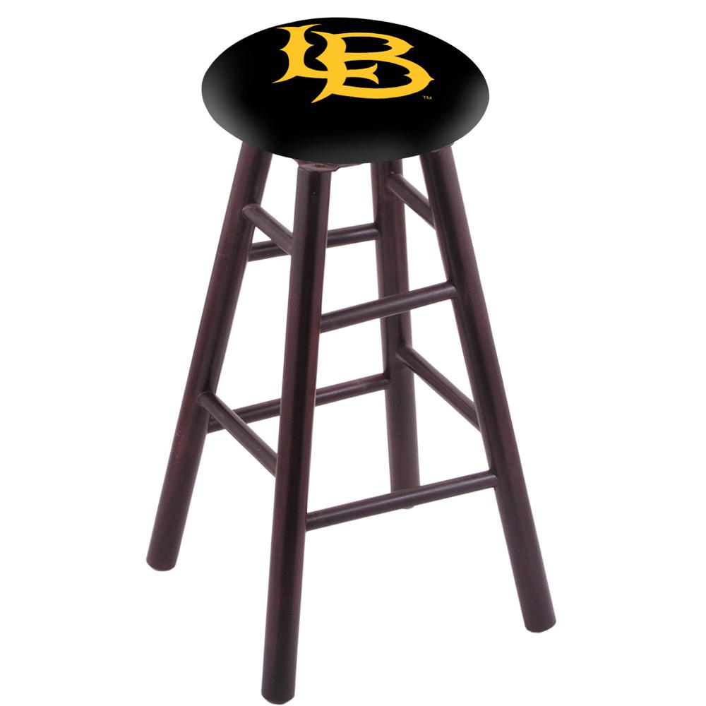 Maple Bar Stool in Dark Cherry Finish with Long Beach State University Seat. Picture 1