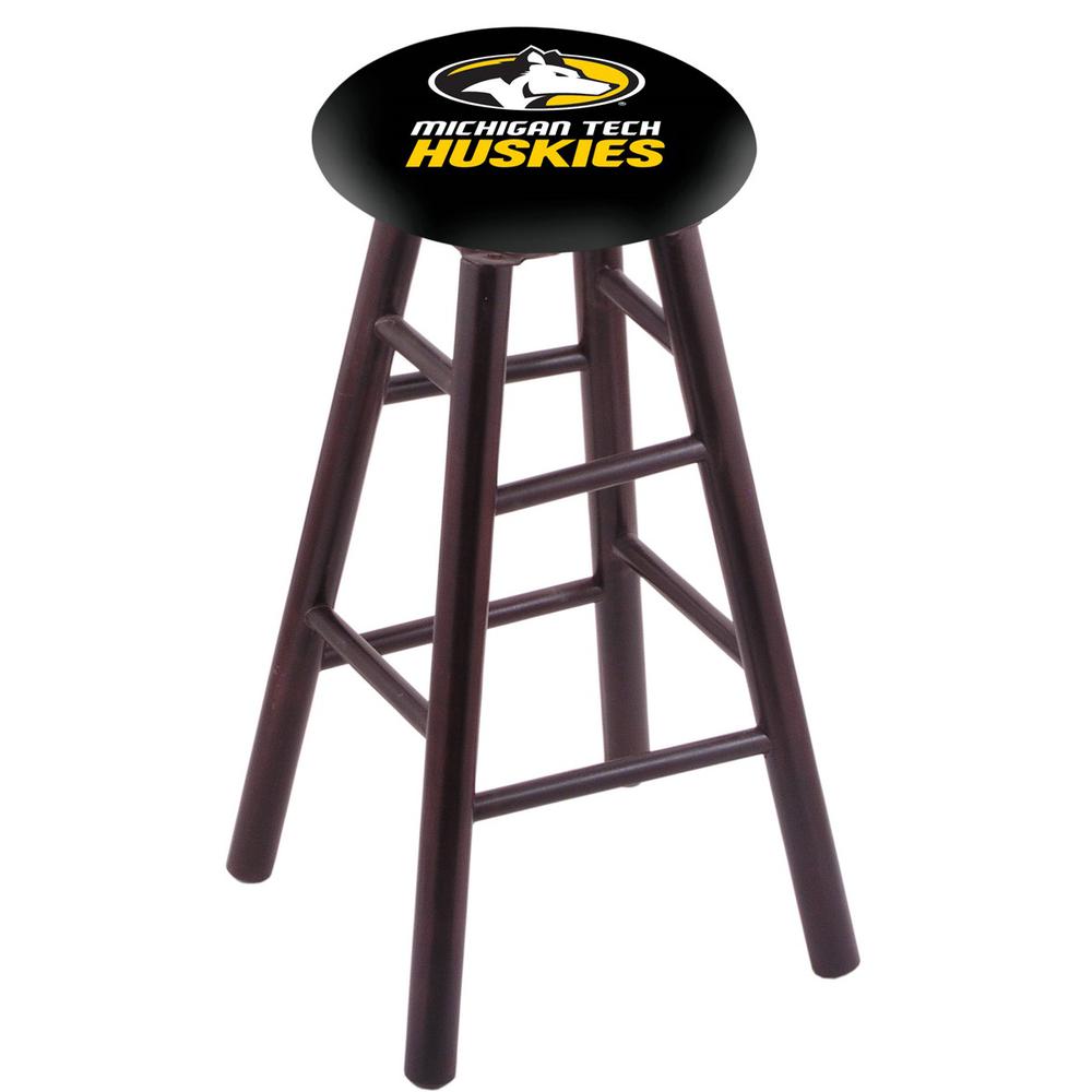 Maple Bar Stool in Dark Cherry Finish with Michigan Tech Seat. Picture 1