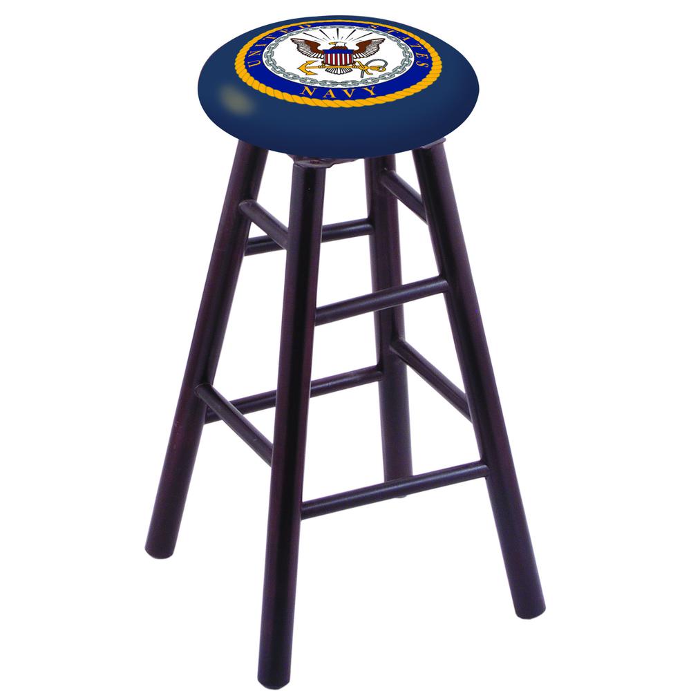 Maple Bar Stool in Dark Cherry Finish with U.S. Navy Seat. Picture 1