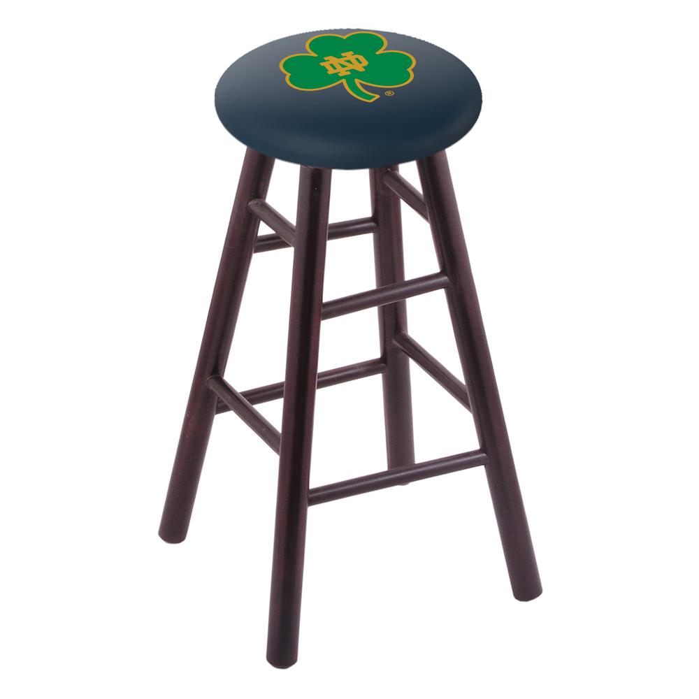 Maple Bar Stool in Dark Cherry Finish with Notre Dame (Shamrock) Seat. Picture 1