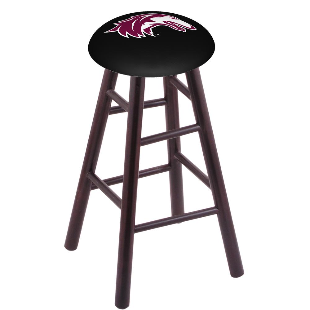 Maple Bar Stool in Dark Cherry Finish with Southern Illinois Seat. Picture 1