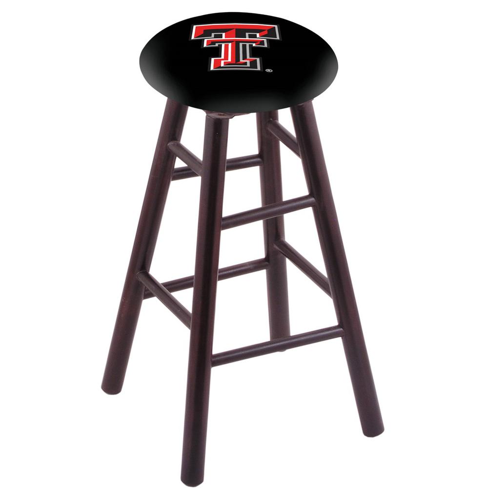 Maple Bar Stool in Dark Cherry Finish with Texas Tech Seat. Picture 1