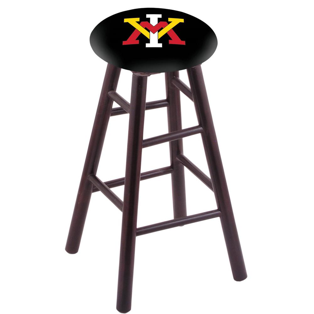 Maple Bar Stool in Dark Cherry Finish with Virginia Military Institute Seat. Picture 1