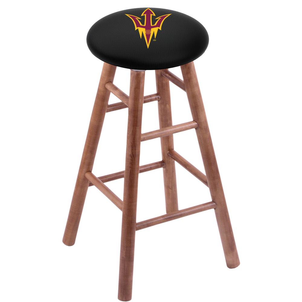 Maple Bar Stool in Medium Finish with Arizona State (Pitchfork) Seat. Picture 1