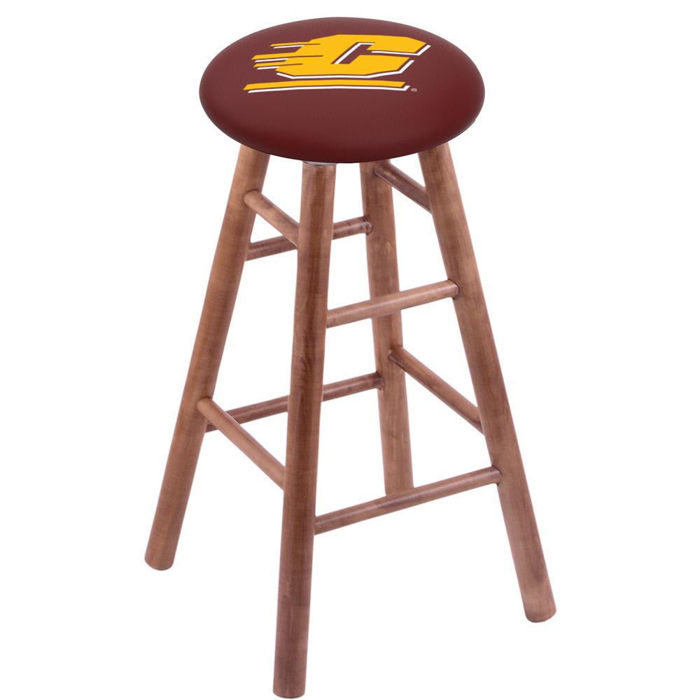 Maple Bar Stool in Medium Finish with Central Michigan Seat. Picture 1