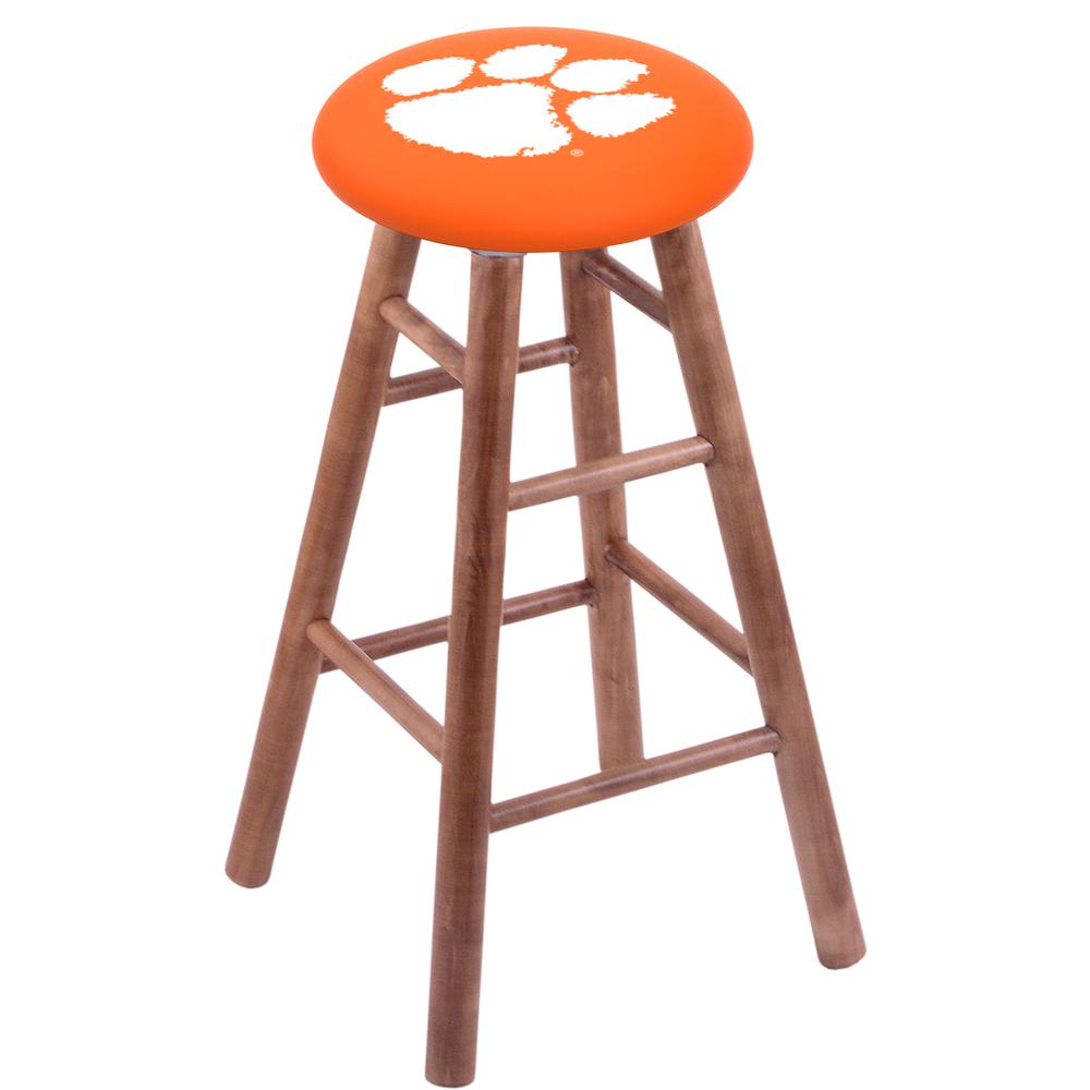 Maple Bar Stool in Medium Finish with Clemson Seat. Picture 1