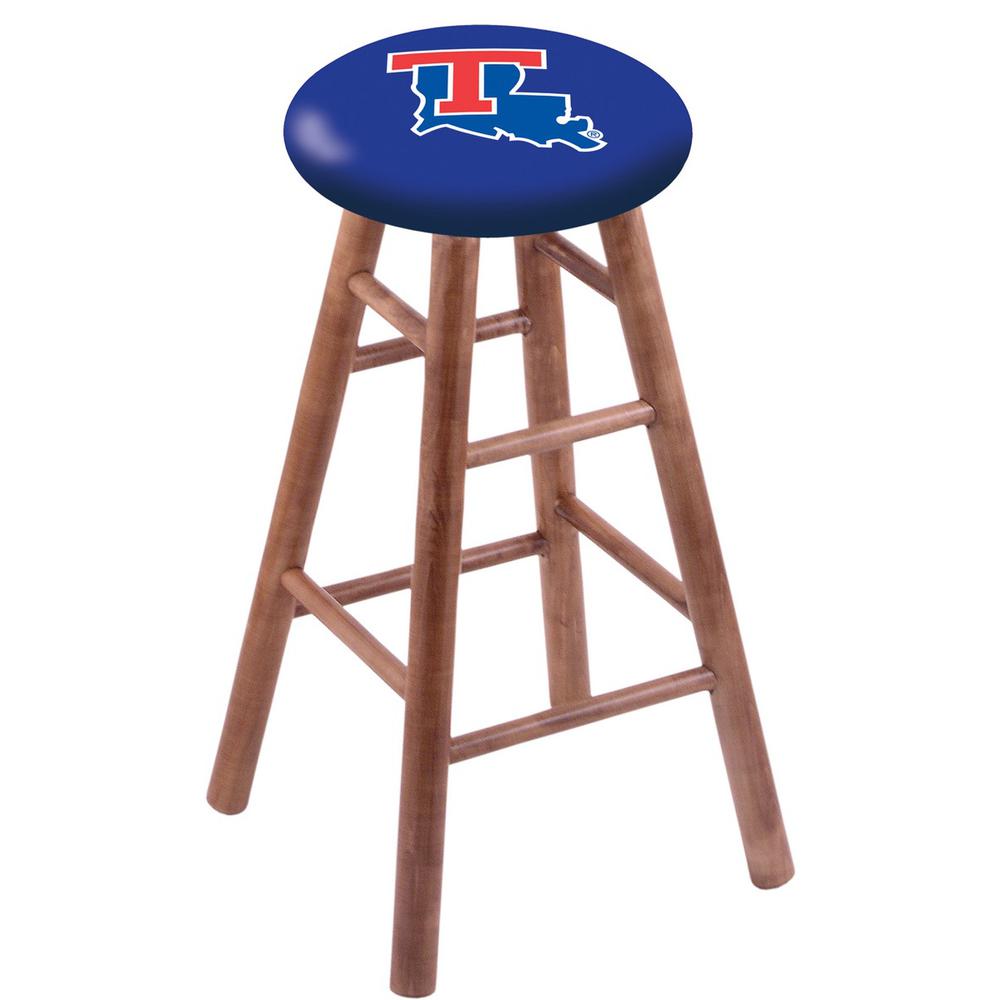 Maple Bar Stool in Medium Finish with Louisiana Tech Seat. Picture 1