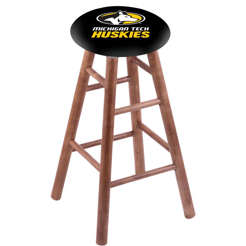 Maple Bar Stool in Medium Finish with Michigan Tech Seat. Picture 1