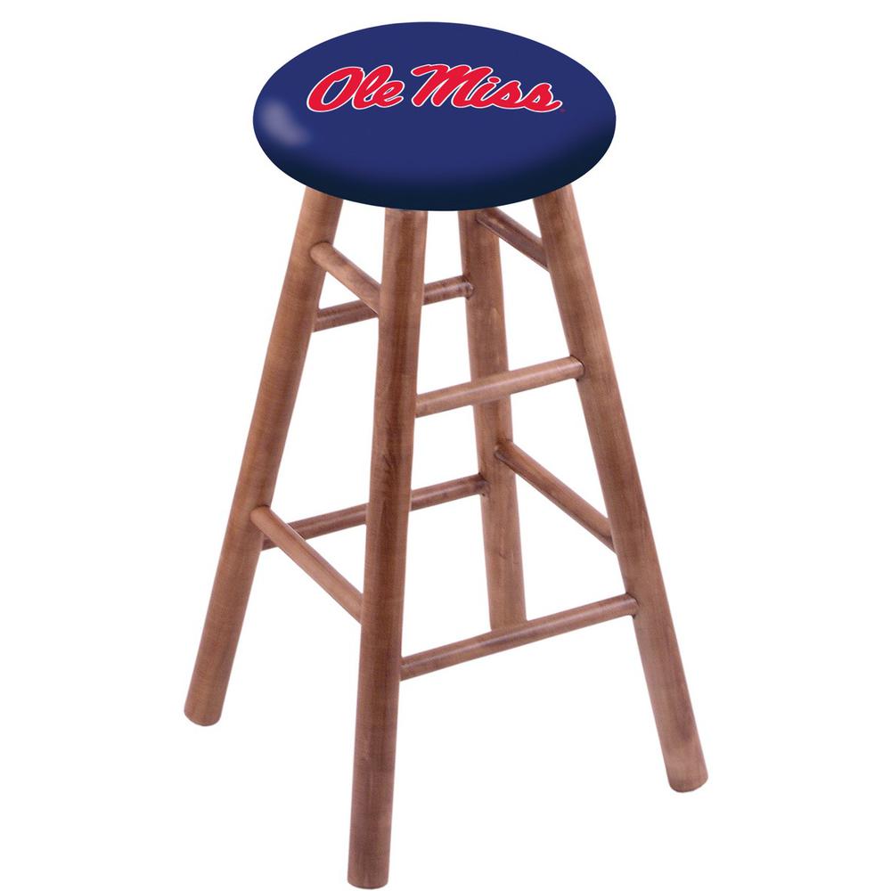Maple Bar Stool in Medium Finish with Ole' Miss Seat. Picture 1