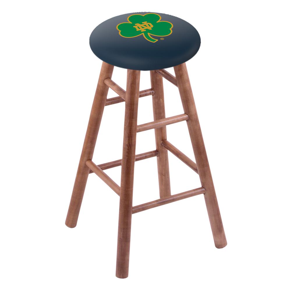 Maple Bar Stool in Medium Finish with Notre Dame (Shamrock) Seat. Picture 1
