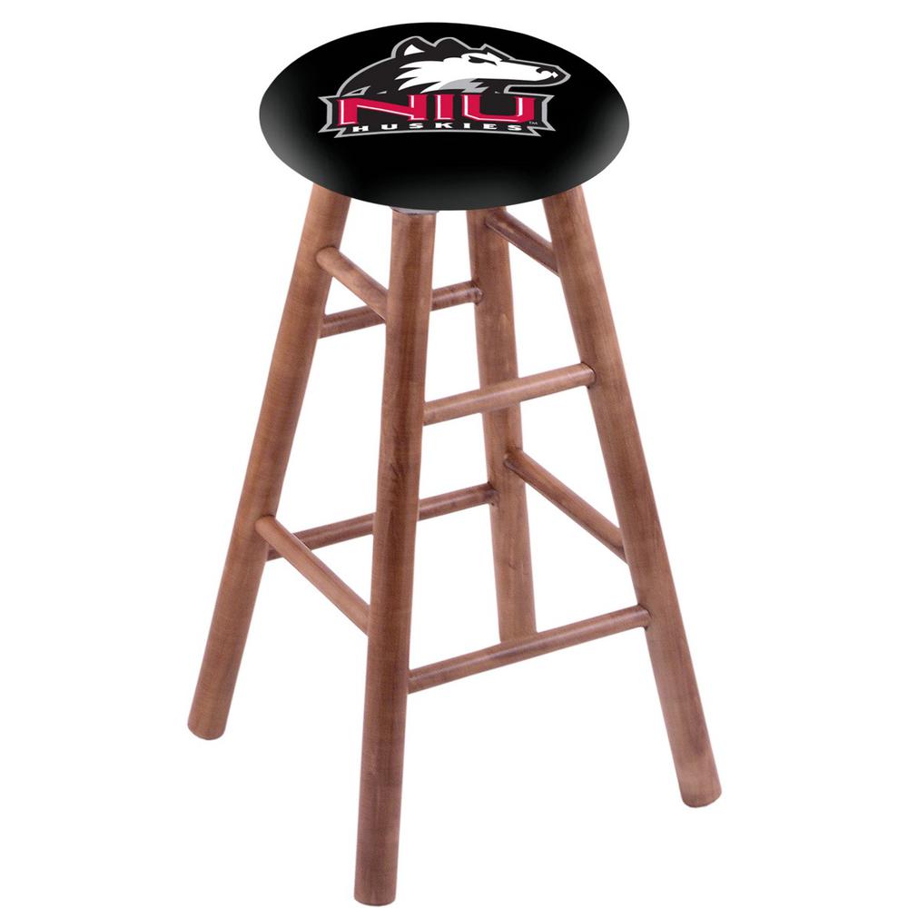 Maple Bar Stool in Medium Finish with Northern Illinois Seat. Picture 1