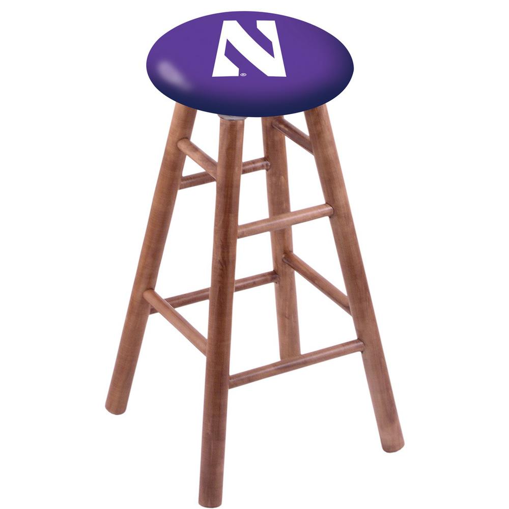Maple Bar Stool in Medium Finish with Northwestern Seat. Picture 1