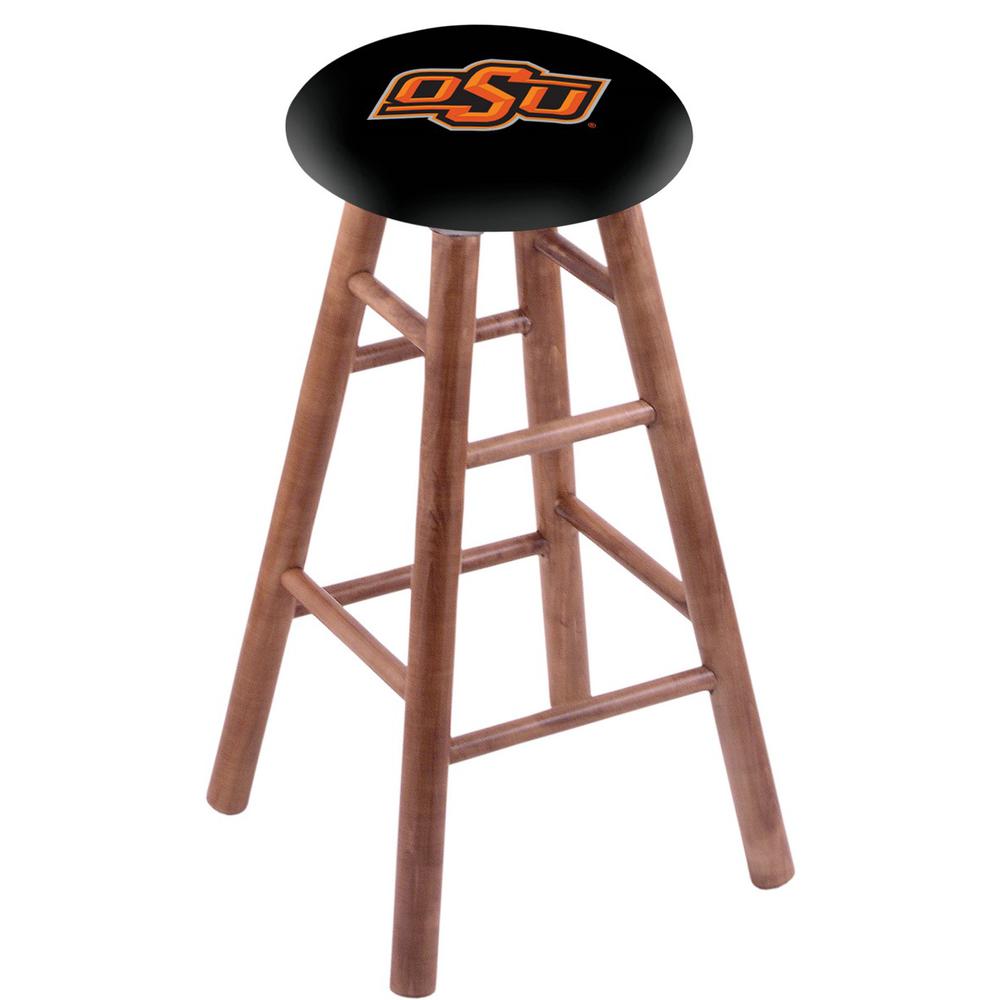 Maple Bar Stool in Medium Finish with Oklahoma State Seat. Picture 1