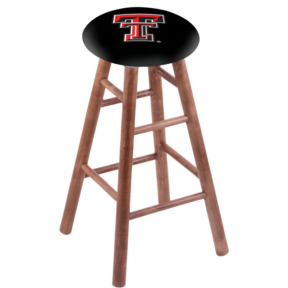 Maple Bar Stool in Medium Finish with Texas Tech Seat. Picture 1