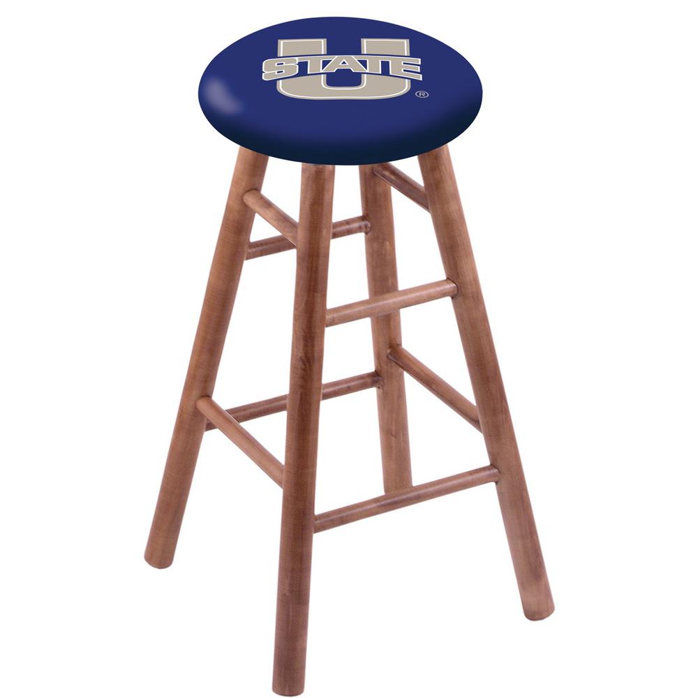 Maple Bar Stool in Medium Finish with Utah State Seat. Picture 1