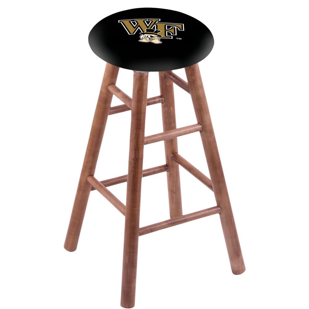 Maple Bar Stool in Medium Finish with Wake Forest Seat. Picture 1