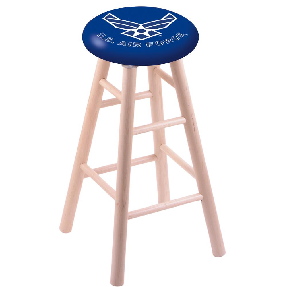 Maple Bar Stool in Natural Finish with U.S. Air Force Seat. Picture 1