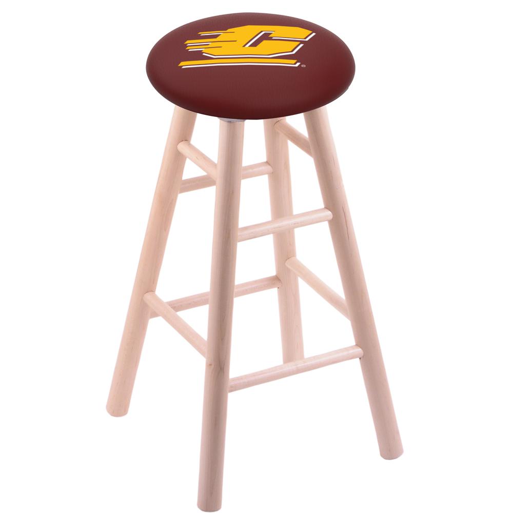 Maple Bar Stool in Natural Finish with Central Michigan Seat. Picture 1