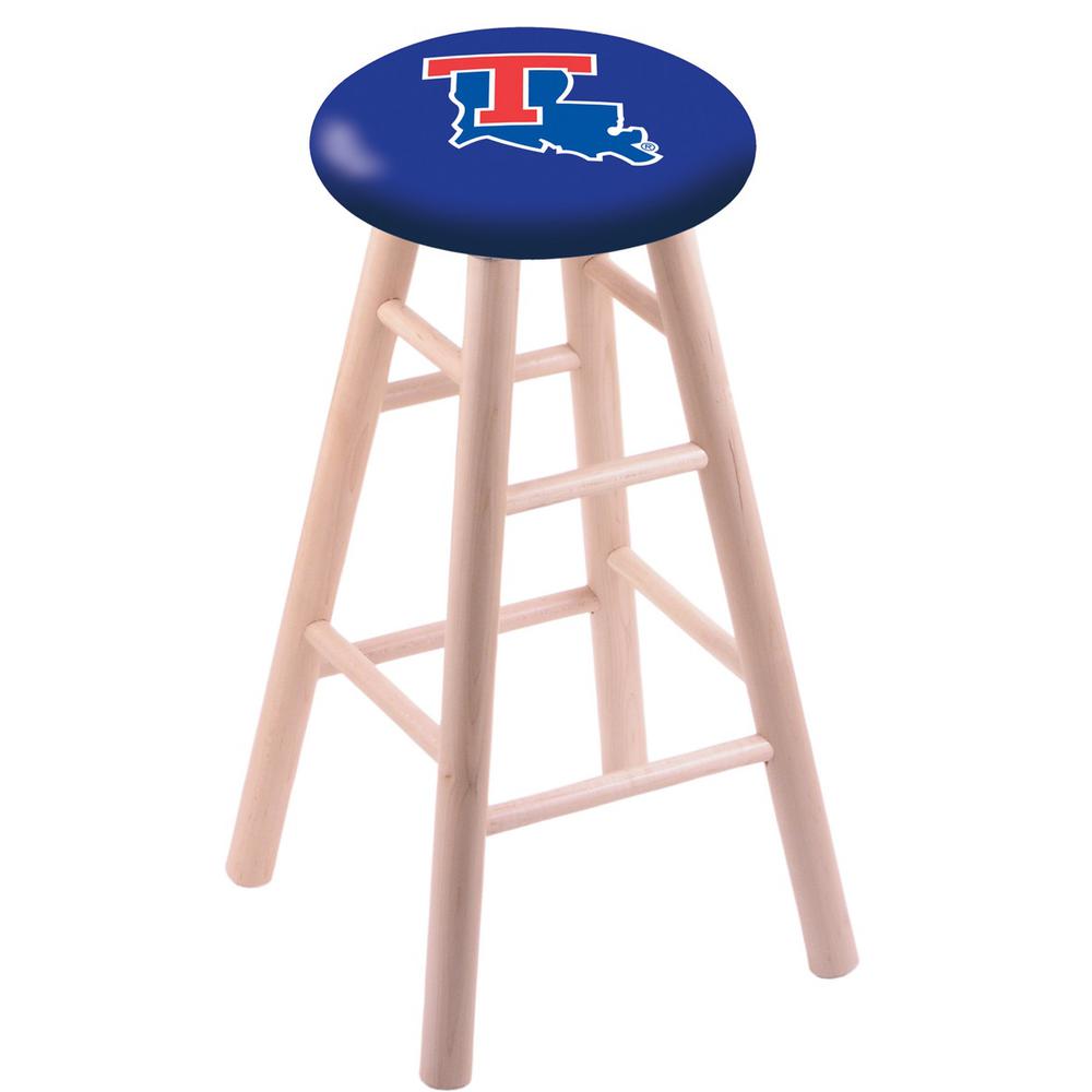 Maple Bar Stool in Natural Finish with Louisiana Tech Seat. Picture 1