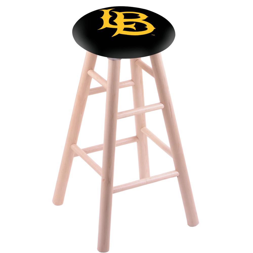 Maple Bar Stool in Natural Finish with Long Beach State University Seat. Picture 1