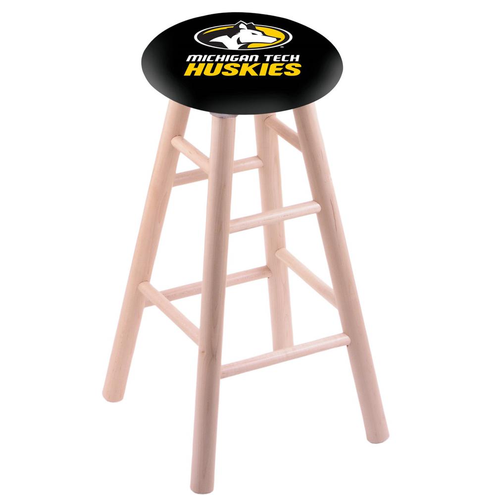 Maple Bar Stool in Natural Finish with Michigan Tech Seat. Picture 1