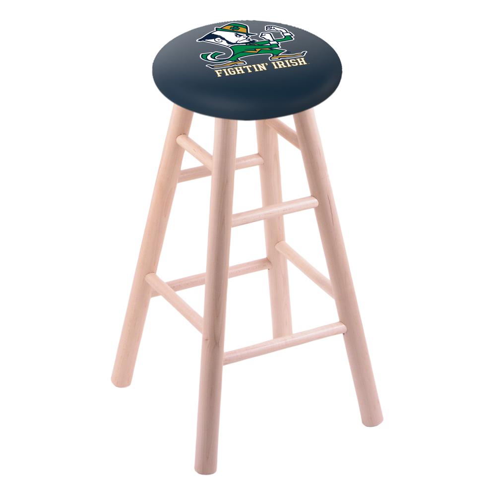 Maple Bar Stool in Natural Finish with Notre Dame (Leprechaun) Seat. Picture 1