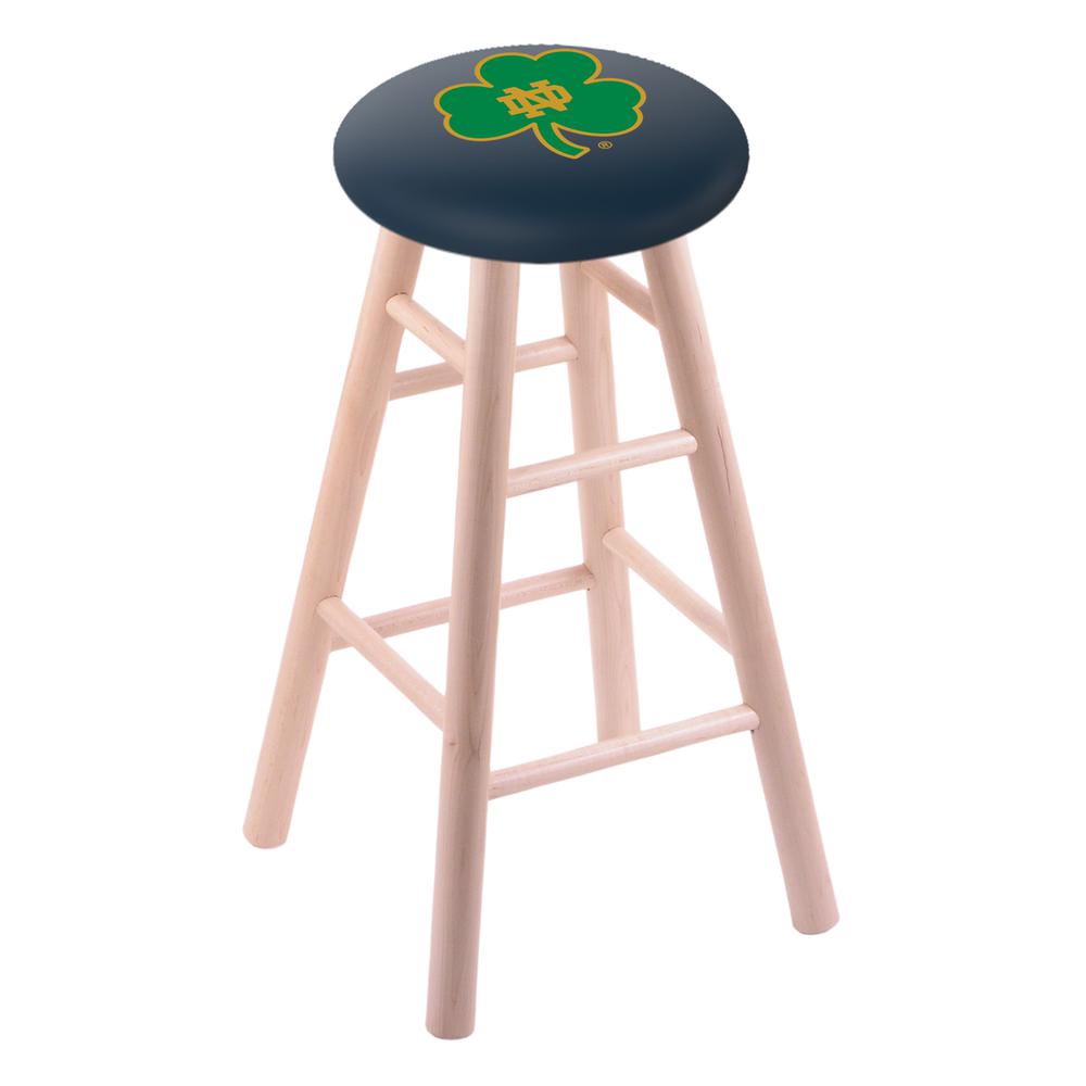 Maple Bar Stool in Natural Finish with Notre Dame (Shamrock) Seat. Picture 1