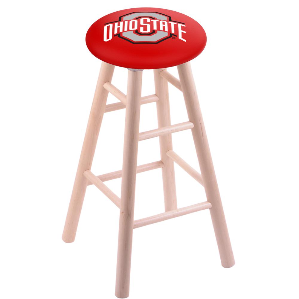 Maple Bar Stool in Natural Finish with Ohio State Seat. Picture 1