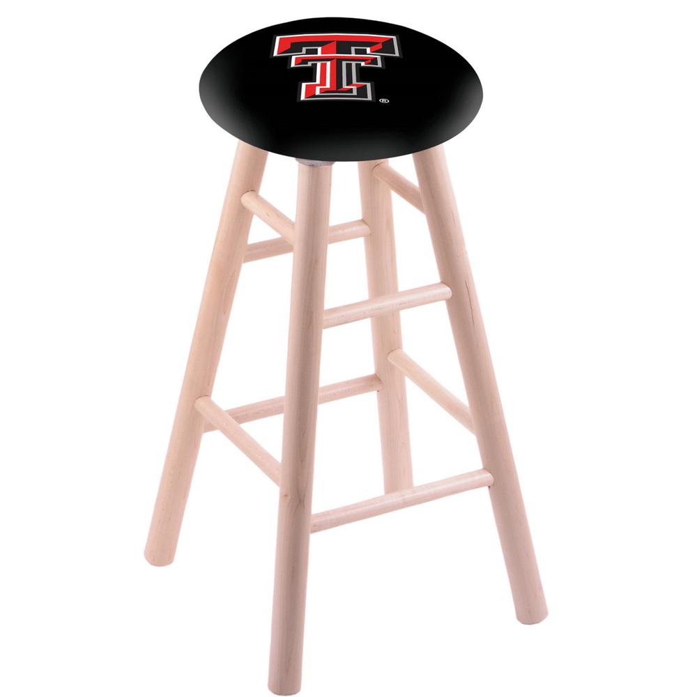 Maple Bar Stool in Natural Finish with Texas Tech Seat. Picture 1