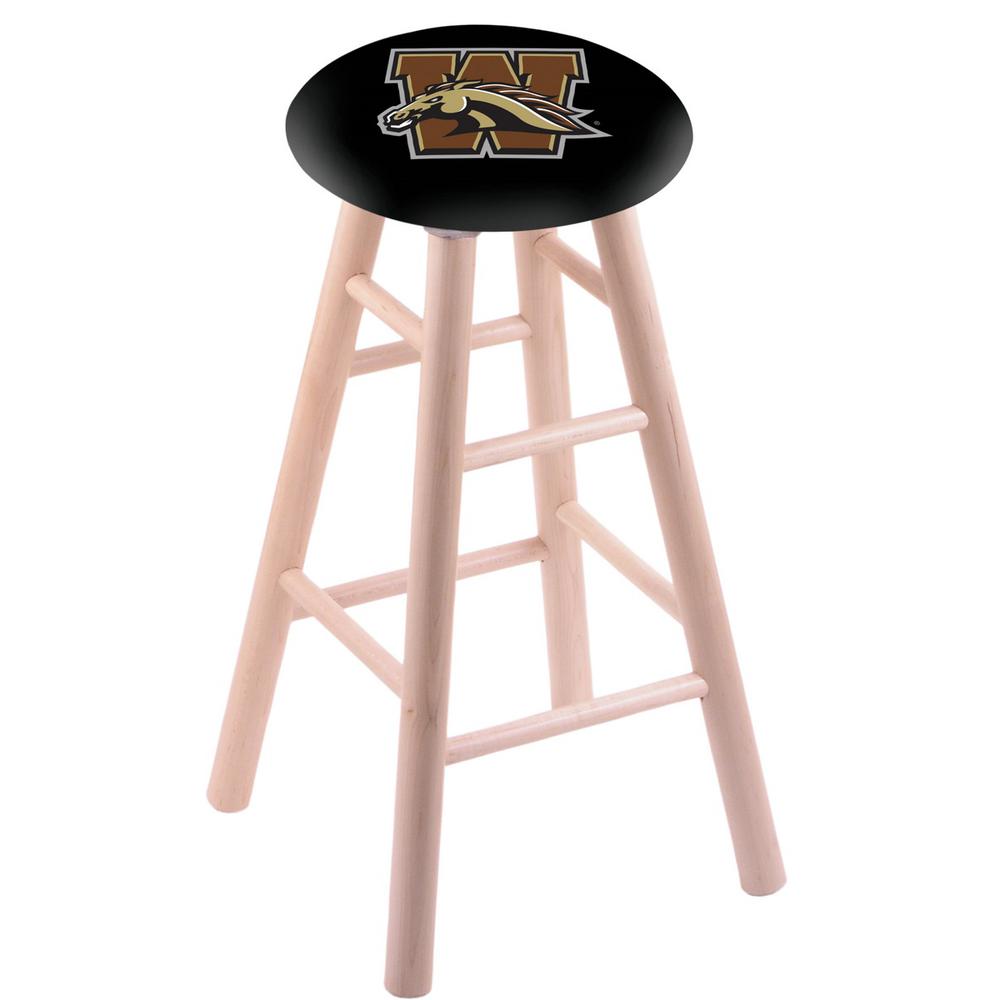 Maple Bar Stool in Natural Finish with Western Michigan Seat. Picture 1