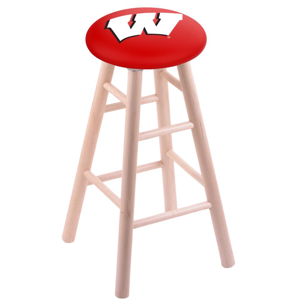 Maple Bar Stool in Natural Finish with Wisconsin "W" Seat. Picture 1